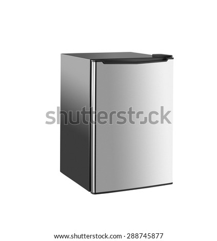 Small modern refrigerator isolated on white Royalty-Free Stock Photo #288745877