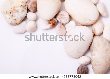 pebbles stone frame border on white background