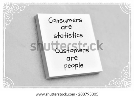 Vintage style text consumers are statistics customers are people on the short note texture background