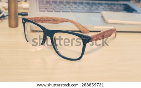 Glasses on the wood table