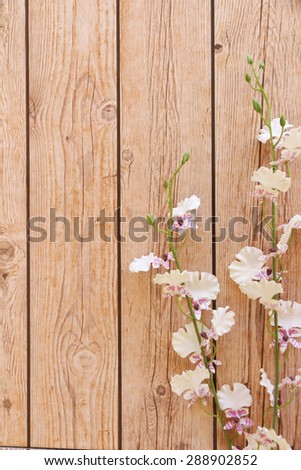 flowers over grunge wooden background