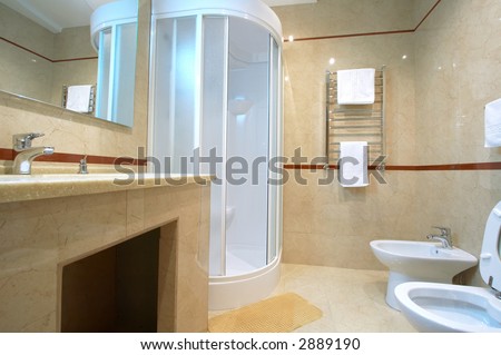 Bathroom with a shower cubicle in hotel Royalty-Free Stock Photo #2889190