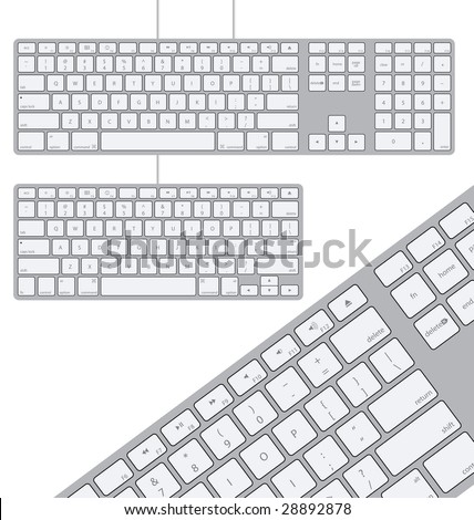 Two Vector Modern Aluminum Computer Keyboards Royalty-Free Stock Photo #28892878
