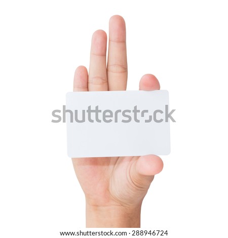hand holding blank card isolated with clipping path inside