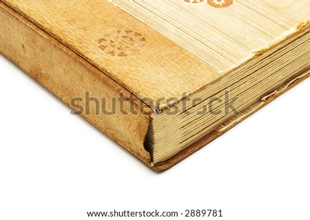 corner of the vintage photograph album on a white background with pretty shadow