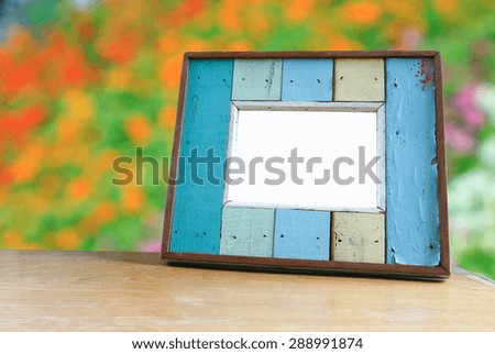 Old color wooden frame picture