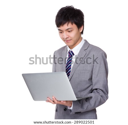 Businessman use of the laptop computer