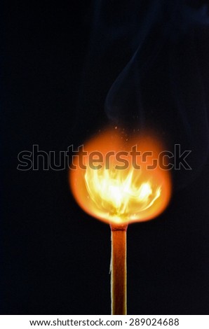 macro photo of a match getting in to fire 