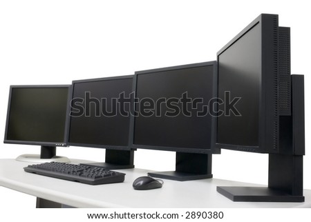 designer's workplace with several monitors