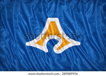 Shizuoka prefecture flag pattern on the fabric texture ,vintage style