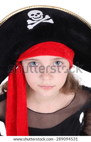 cute little child in the costume of the pirate