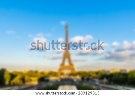 Eiffel tower, Paris, France with blur background