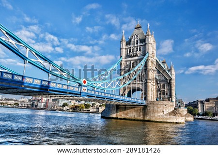Famous Tower Bridge in  London, England