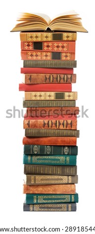 Book stack isolated on white background