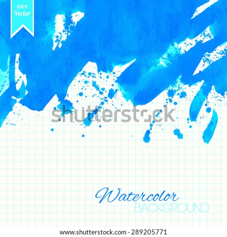 Cyan blue abstract hand painted grunge background. Vector illustration.