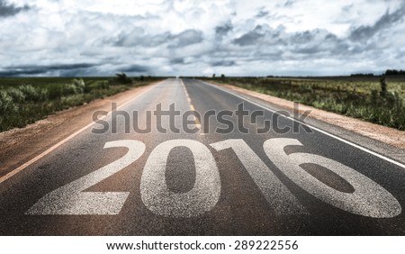 2016 written on rural road Royalty-Free Stock Photo #289222556