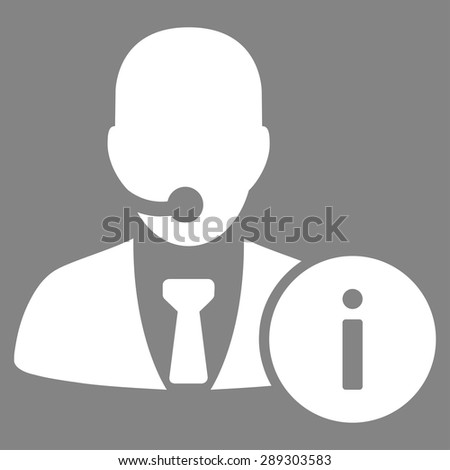 Help desk icon from Business Bicolor Set. Vector style: flat symbol, white color, rounded angles, gray background.