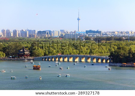 The Summer Palace and Beijing cityscape. China