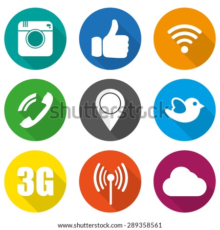 Icons for social networking vector illustration in flat Royalty-Free Stock Photo #289358561