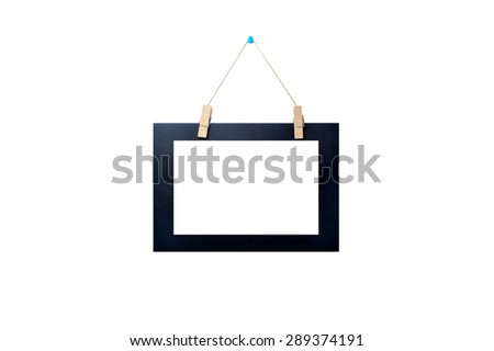 black picture frame for A4 image or text on a white background