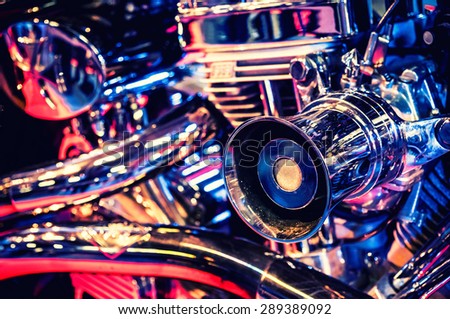Closeup photo of motorcycle engine