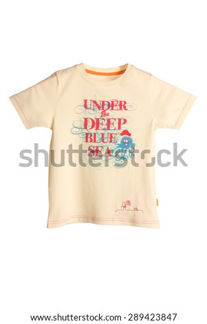Cream colored kids t-shirt on white background