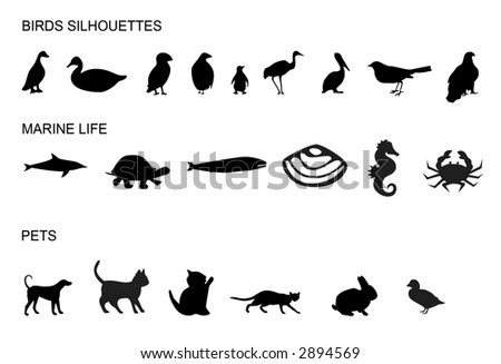 Many animals silhouettes,shapes,image,nature