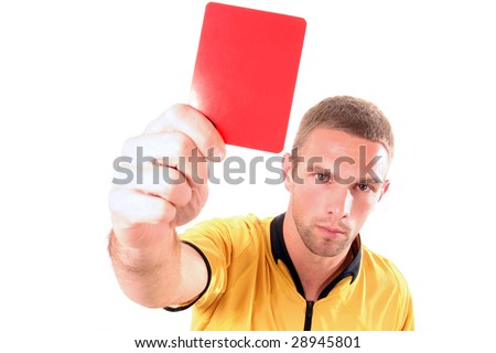 a football judge with red card