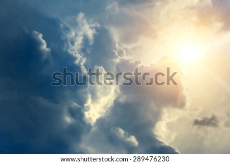sky with clouds and sun Royalty-Free Stock Photo #289476230