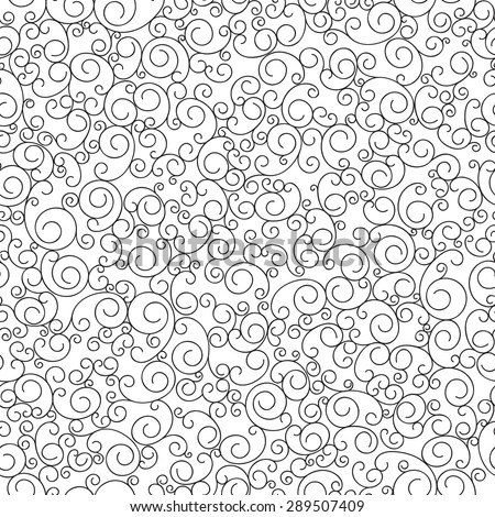 Vector monochrome seamless pattern of small curls. Hand drawn abstract line. It is a perfect background for your design.