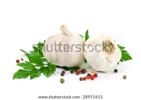 garlic on the white background shrub white parts vine isolated natural nurture leaf fresh healthy raw green part painful pure vitality healing picture image flavour produce nourishment bulb nutrition