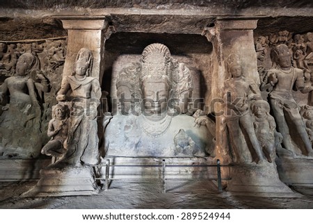 Elephanta Island caves near Mumbai in Maharashtra state, India Royalty-Free Stock Photo #289524944