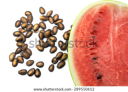 detailed closeup of watermelon, seed  and texture background
