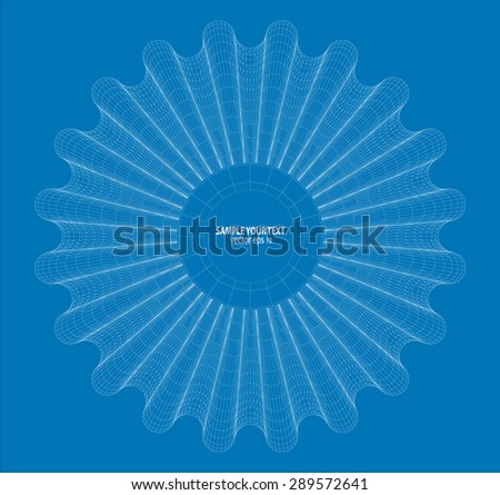 Wireframe Abstract form Vector Background.