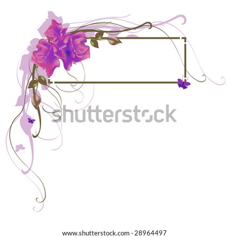 Vector illustration of elegant floral frame with beautiful roses