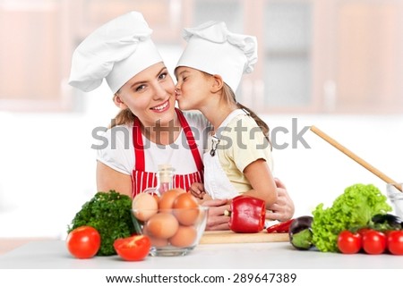 Mother, cooking, kitchen.
