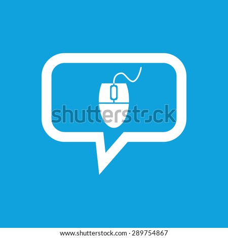 Image of computer mouse in chat bubble, isolated on blue