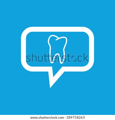 Image of tooth in chat bubble, isolated on blue