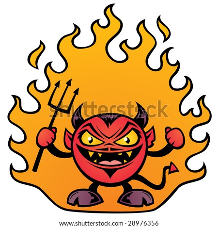 Vector illustration of a fat little devil character.