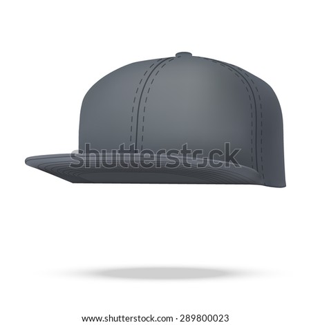 Layout of Male black rap cap. A template simple example. Editable Vector Illustration isolated on white background.