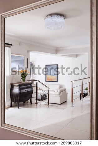 Stylish hall in luxury residence - reflection in the mirror