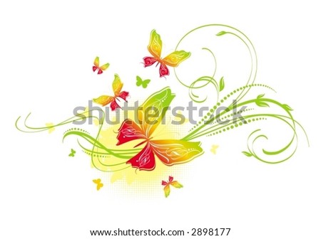 Floral design with butterflies