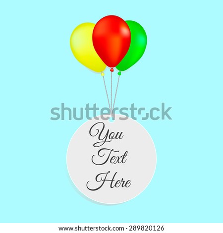Greeting card balloons.Color Glossy Balloons Card
