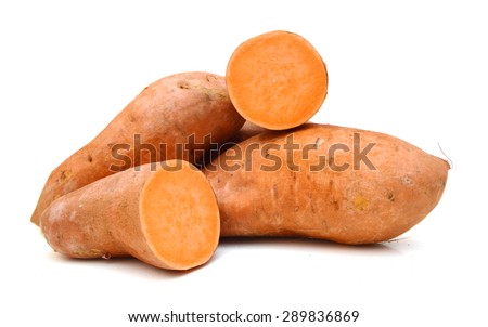 Sweet potato on white background 