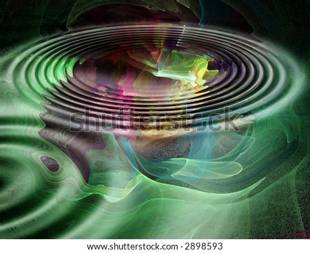 Green fractal background with water ripples