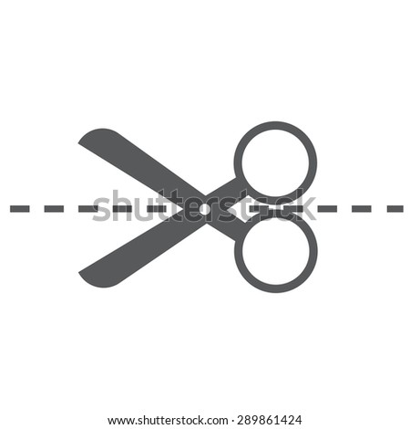 Scissor with cut line icon