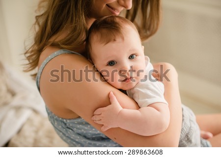 Mother and Baby. Happy Family. Mom With her Child. Royalty-Free Stock Photo #289863608