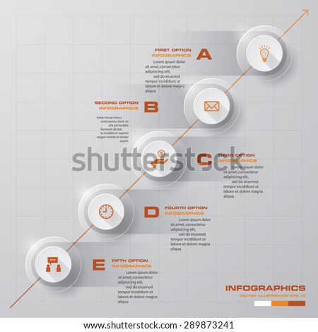 5 steps in the circle shape layout. Design clean template/graphic or website layout. 