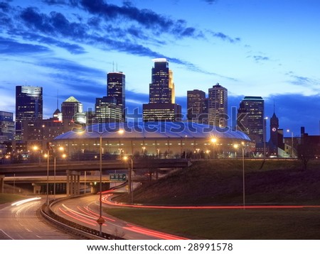 Downtown Minneapolis at night