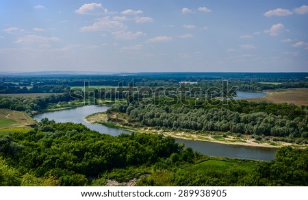 Landscape of river Don in Divnogorie national park, Voronezh region, Russia Royalty-Free Stock Photo #289938905